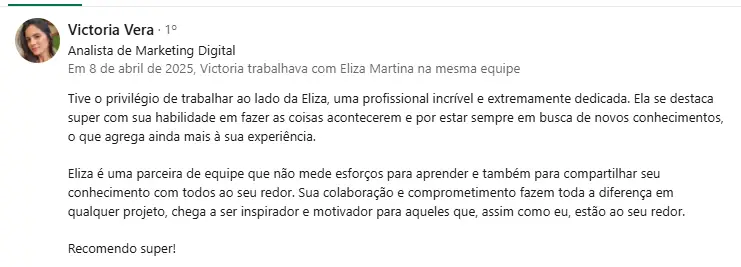 Depoimento do LinkedIn