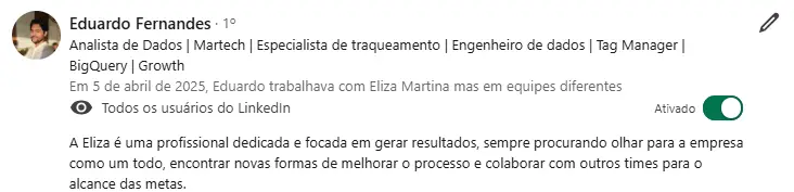 Depoimento LinkedIn Eduardo